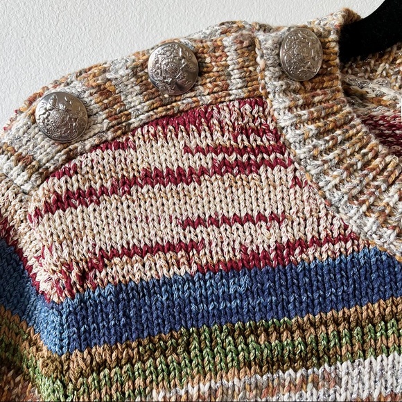 Veronica Beard Sohani Metallic Space-Dyed Cotton Sweater Size XS Shoulder Button - Picture 7 of 12